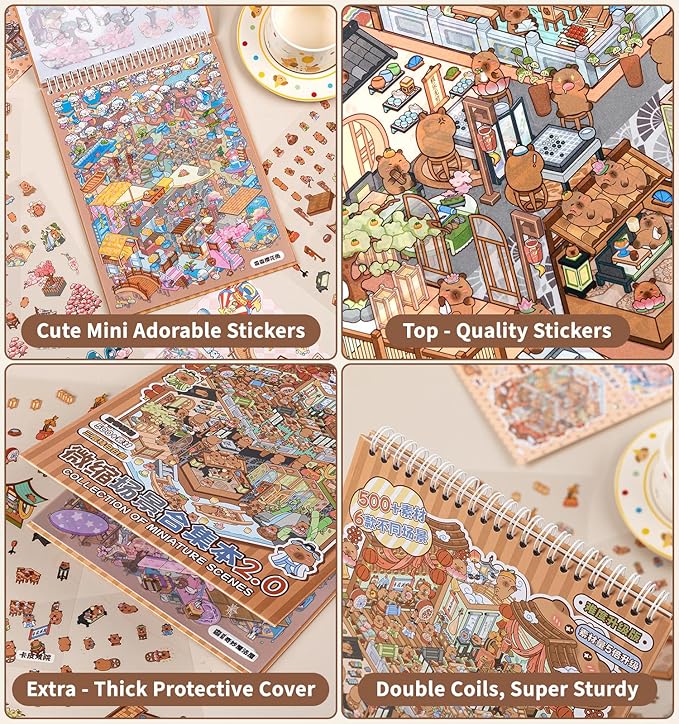 DIY 3D House Stickers, 6 Sets Fun DIY Stickers Scene Make Your Own Mini House Cute Cartoon Animal Scene Stickers for Kids Adult Sticker Art Relief Stress Pass The Time