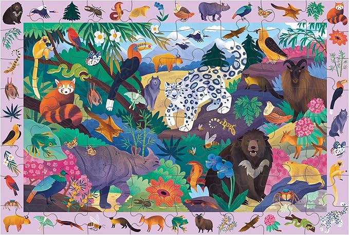 Mudpuppy in The Mountains — 64 Piece Search & Find Puzzle Jigsaw Puzzle Featuring Diverse Himalayan Mountain Animals and Over 40 Hidden Images to Find for Ages 4+