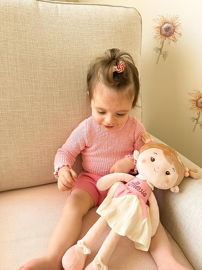 LeyaDoll Soft Baby Doll Toys (16''), My First Baby Rag Doll for 1 Year-Old Girl Birthday Gift, Christmas Plush Toys Gift for Toddler Kids Infants-Princess Lolly