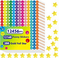 12456 PCS Funny Stickers, Mega Bundle Emotion Stickers in 14 Colors and 10 Designs Star with Stickers for Reward Behavior Chart (Each Measures 3/8”)