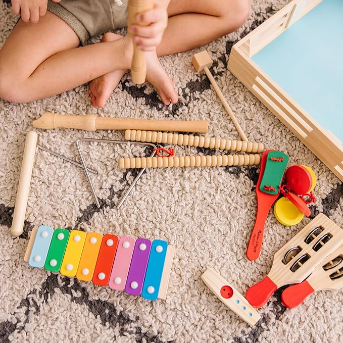 Melissa & Doug Deluxe Band Set with Wooden Musical Instruments & Storage Case