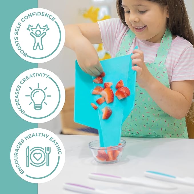 TOVLA JR. Premium Montessori Kid-Safe Knife & Cutting Board Set – Real Kitchen Tools for Toddlers & Young Kids Learning to Cook, Safe & Easy for Begin...