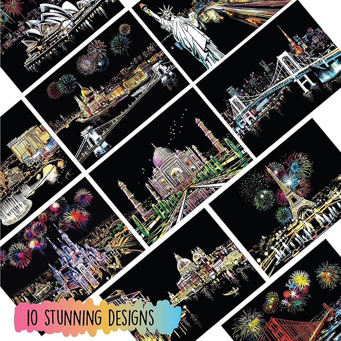 Scratch Art Book for Adults - Colorful City Series Scratch Art | Scratch Painting Foil Art for Adults | Scratch and Sketch City Series Books | Foil Engraving Scratch Art Adult (City Series)