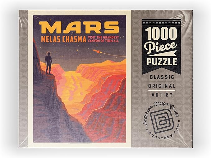 MyPuzzle Mars: Melas Chasma, Vintage Poster - Premium 1000 Piece Jigsaw Puzzle for Adults