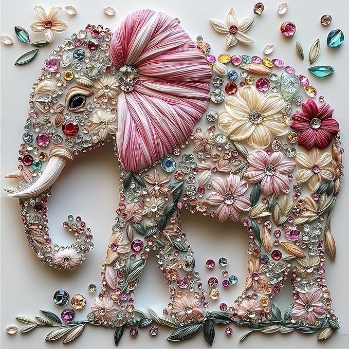 Elephant Jigsaw Puzzles for Adults 500 Pieces Colorful Crystal Flower Puzzles Beautiful Diamond Art Puzzle Difficult Unique Family Challenging Games Gift for Teens Adults Puzzle (20"x20")