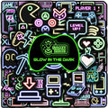 51 Pcs Neon Game Stickers for Kids Glow in The Dark, Gamer Inspirational Sticker for Water Bottle, Vinyl Waterproof Laptop Decals for Teens Girls Boys, Students Adults Sticker Pack