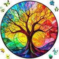 Ruikiyart Wooden Puzzles for Adults, 5MM 200 Pieces Colorful Tree Wooden Jigsaw Puzzles, Tree Puzzle Unique Shaped for Adults and Kids on Birthday, Thanksgiving, Family Puzzle Games (11.2"*11.2")