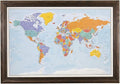 Push Pin Travel Maps - Blue Oceans World - Solid Wood Brown Framed Pin Map for Tracking Your Travels - 27.5" x 39.5" - 8 Handcrafted Frame Options - Made in USA - Ideal for Any Traveler