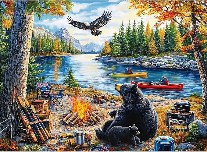 500 Piece Puzzles for Adults,Mother Kids Bear Eagle Large Piece Jigsaw Puzzle for Adults Kids Seniors,Recycled Cardboard Puzzle 500 Piece,Family Activity Great Gift for Family Friends 20.5 * 15 in