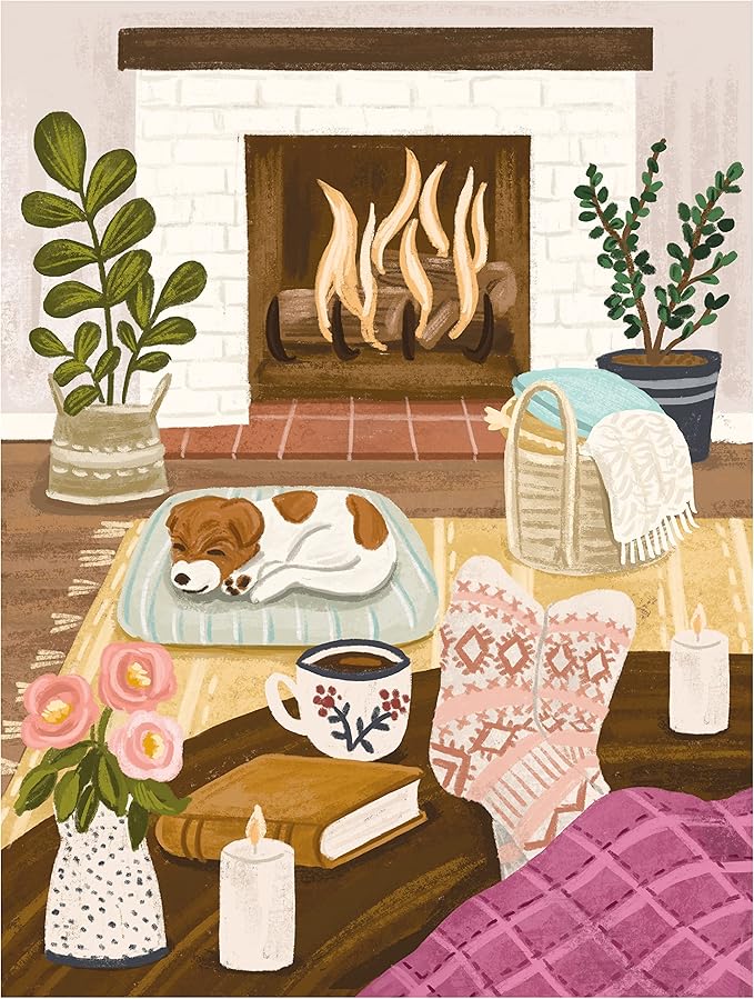 500 Piece Puzzle for Adults Hygge Collection Cozy Fireplace by Olivia Gibbs Blueboard Puzzle Jigsaw + Bonus Candle KI Puzzles from Playview