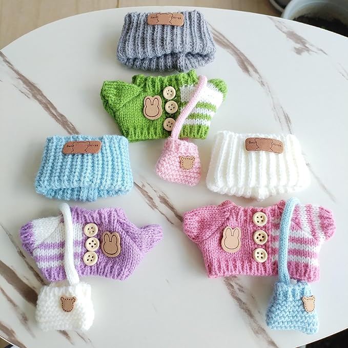 15cm & 17cm Doll Clothes Outfits Set - Premium Dress Up Bundle with Exquisite Accessories | Soft Fabric Fashion Doll Costume for 15-17cm Dolls (3set Pink+Purple+Green)