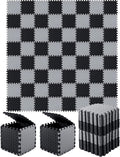 Shihanee Foam Floor Baby Tiles Foam Floor Mats Play Mats Bulk with Borders Interlocking for Kids Baby Playroom Nursery Gym (Black, Gray,64ft)
