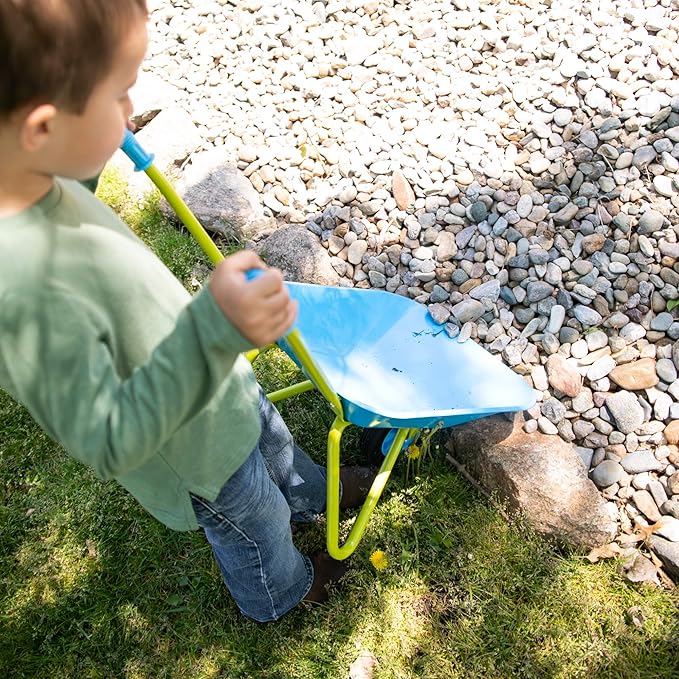 Fat Brain Toys Wheelbarrow Pretend and Play Toy - Kids' Metal Yard Tool, Ages 3+
