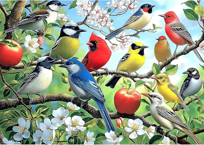 Flowers Birds 1000 Piece Puzzle for Adults Unique Puzzles for Adults 1000 Pieces Hummingbird Jigsaw Puzzles 1000 Pieces Family Challenging Puzzle (27.5"x19.6")