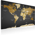 artgeist Pinboard World Map 35x24 in - Cork Board & Canvas Print Wall Art 1 pcs Memoboard with 50 Pins Noticeboard Message Board Image Picture Home Decor Travel Map Map of The World k-A-0104-p-c