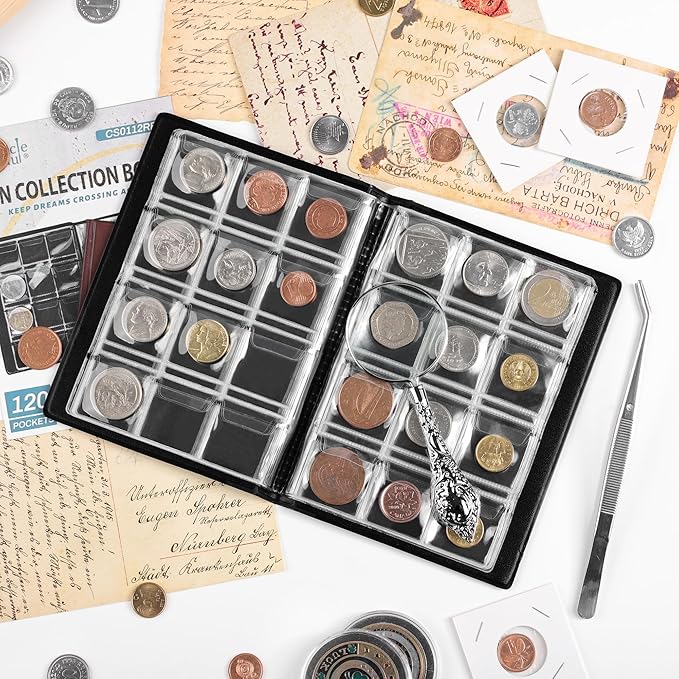 Uncle Paul Coin Album Coin Holder Coin Collection Book for Half Dollar/Small Dollar/50 Pence/Two pounds 60 Pockets CS3712GR