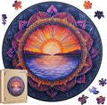 Wooden Puzzles for Adults, Sunset Ocean Jigsaw Puzzles, Magic Nature Art Puzzles 200 Pieces, Irregular Wood Gift for Adults Family Game (11.2 x11.2 in)