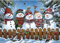Winter Snowmen Christmas Jigsaw Puzzle 1000 Pieces for Adults Festive Holiday Scene with Birds & Snowy Fence Puzzle with Letters on Back Family Challenge Perfect for Game Night (27.6x19.7 Inch