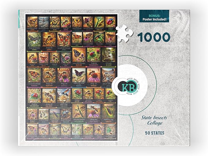 MyPuzzle Collage: State Insects Poster, Vol.1 - Premium 1000 Piece Jigsaw Puzzle for Adults