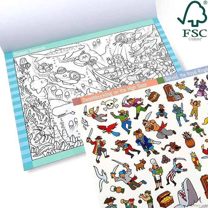 Melissa & Doug Seek and Find Sticker Pad – Adventure (400+ Stickers, 14 Scenes to Color) Search and Find Sticker Pads, Arts and Crafts Activity for Kids Ages 4+ - FSC-Certified Materials