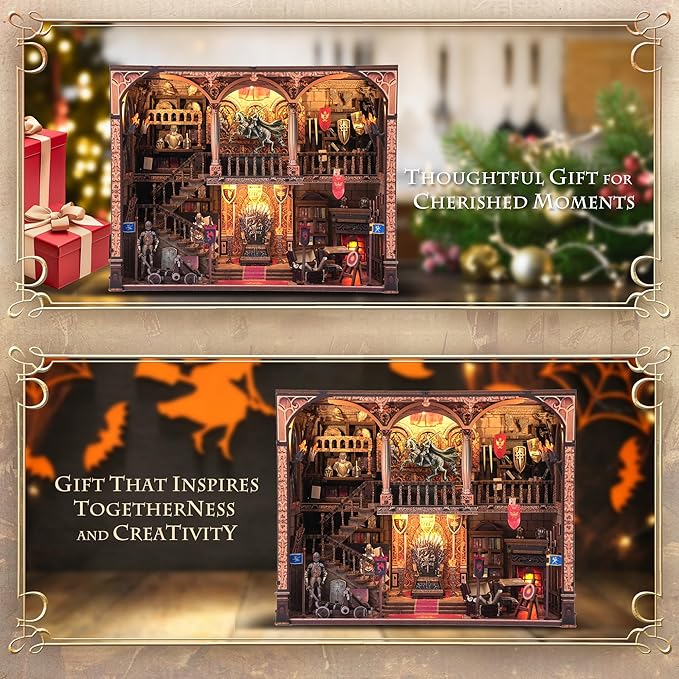 Miniature Book Nook Kit - DIY Tiny House with LED Light and Type-C Port,Ideal Craft Gift for Adults & Teens,Beautiful Bookshelf Décor for All Occasions
