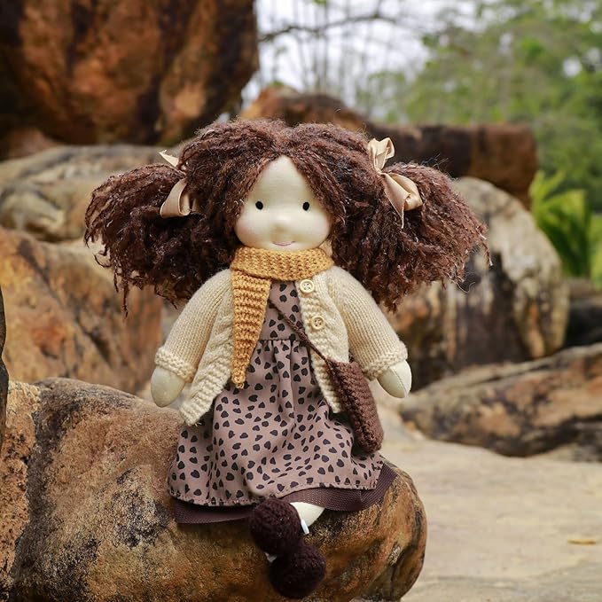 BlissfulPixie Ballerina 12" Waldorf Doll - Handmade Personalized Collectors Rag Doll for Kids Birthday Present with Beautiful Present Box