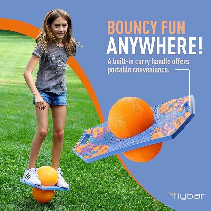 Flybar Pogo Trick Ball for Kids – Balance Bounce Board with Anti-Slip Deck – Pump Included - Indoor & Outdoor Toys for Boys and Girls Fun Way to Reduce Screen Time Supports up to 160 lbs – Ages 6+