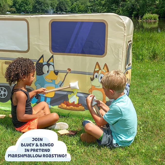 BLUEY Camping Activity Fort | Indoor and Outdoor Play House Toy for Kids | Includes Five Activities a Puppet Theater and Working Light