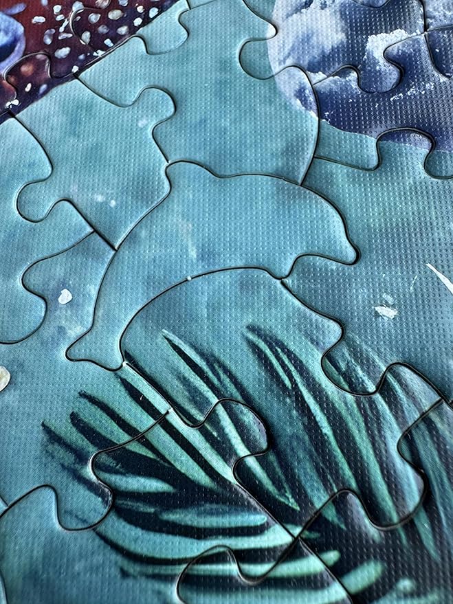 Puzzles for Adults 1000 Pieces: Tree of Life - Jupiter's Mysterious Garden, Irregularly Shaped Difficult Challenging Jigsaw Puzzle with Hidden Animal-Shaped Pieces, 6-Color-Zone on Back