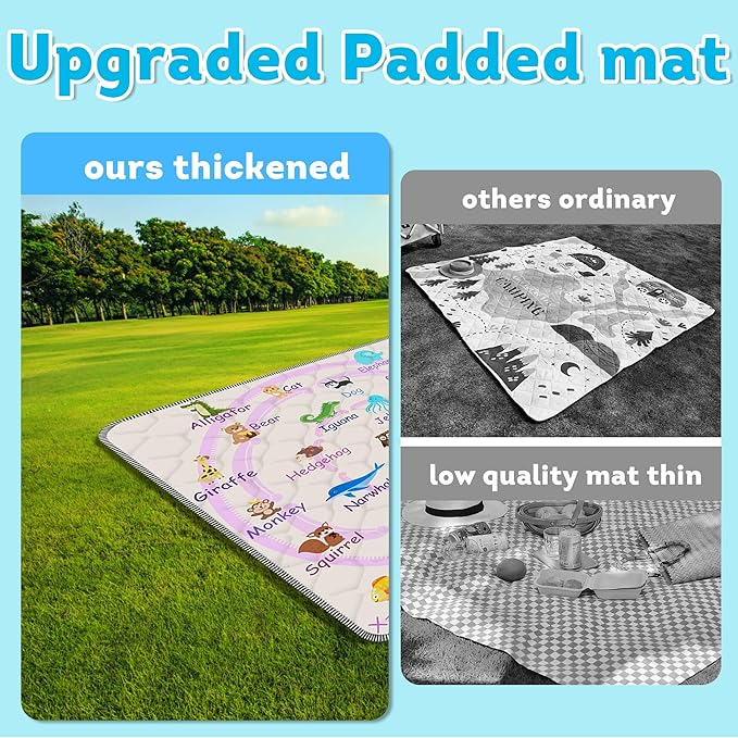 Baby Play Mat，Thick Soft 50" X 50" Playpen mat, Non-Slip and Machine Washable Baby Play Mats for Floor，Crawling Mat for Babies, Toddlers & Infants to Play and Learn (Pink Animal, 50" X 50")