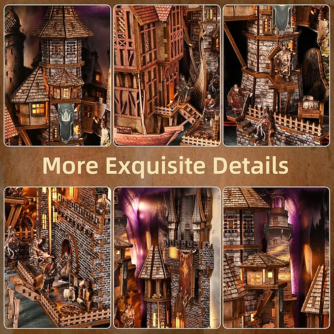 Viking Book Nook Kit - DIY Miniature House Dollhouse Kit for Adults Teens, Booknook Tiny House Bookshelf Insert Decor 3D Wooden Puzzle, Gifts for Family, Friends (Voyage Through The Storm)