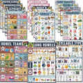 16 Sound Wall Classroom Phonics Language Arts Charts for Kids Toddler Learning Vowels Sounds, Phonics Posters for Classroom, Digraphs and Blends Poster, Reading Poster, Sound Wall Phonics Routine（16 x 11 Inch）