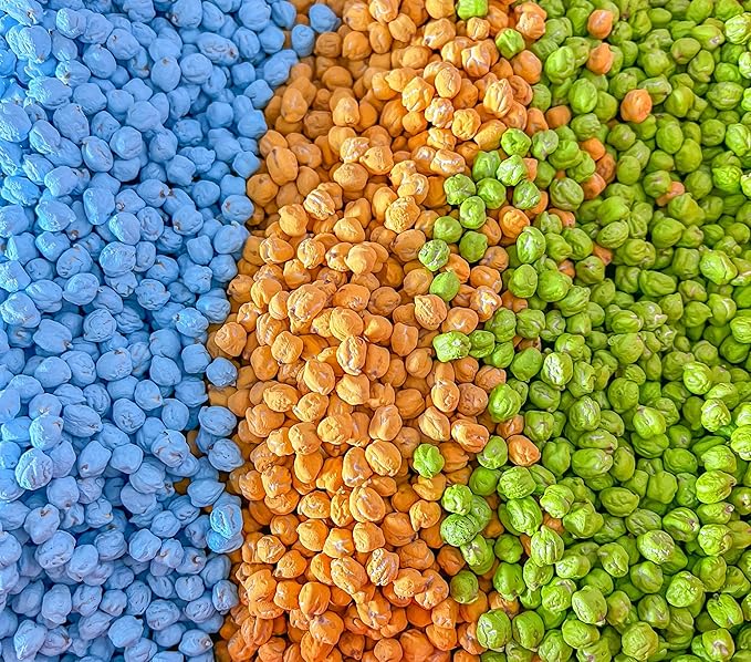 Colored Chickpeas for Sensory Play and Sensory Bins - Many Different Seasonal Colors (4 Cups, Dinosaur)