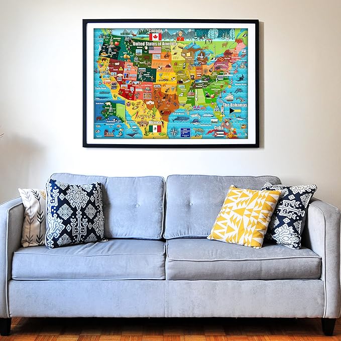 Think2Master Colorful United States Map 100 Pieces Jigsaw Puzzle Fun Educational Toy for Kids, Adults, School & Families. Great Gift for Boys & Girls Ages 4-8 to for Learning USA.23.4” X 16.5”