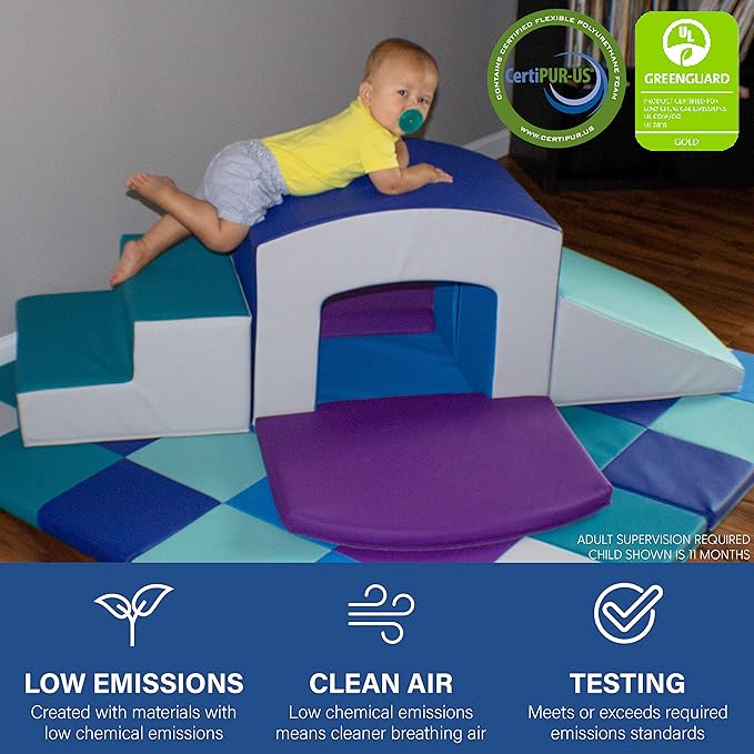 Factory Direct Partners 12825-CTPU SoftScape Playtime Grow-n-Learn Tunnel Climber Plus Pads for Toddlers and Kids (3-Piece) - Contemporary/Purple, 12825-CTPU