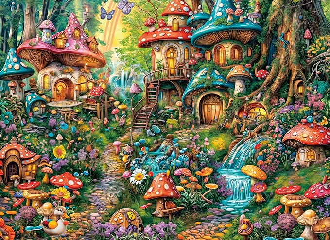 500 Piece Puzzles for Adults Mushroom Village 20.5 x 15 Inch 500 Piece Jigsaw Puzzles for Kids Adults Puzzles 500 Pieces for Adults Holiday Educational Challenge Toy