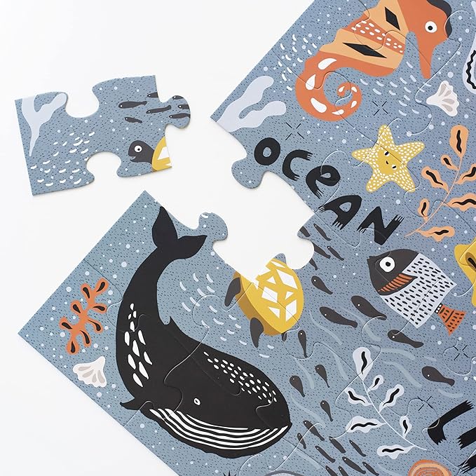Wee Gallery Floor Puzzle, 24-Piece Jumbo Jigsaw Puzzles for Toddlers, Early Learning Activity, Cognitive and Fine Motor Skills Development, Learning Toys for Toddlers, Ocean Life