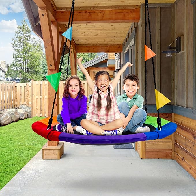 Sorbus 40" Saucer Tree Glider – 220lbs Kids Outdoor Seat with Adjustable Ropes – Durable Net Design for Backyard, Swing Set, or Indoor Use – Fun Gift Idea