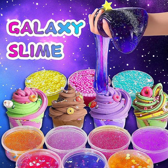 Timetome Slime Kit for Girls Ages 8-12, DIY Galaxy Making Kit, Fun Slime Gift Space Slime Maker Set Birthday Gifts & Toys for Girls Boys for Ages 6-12