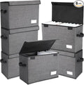 Chuangdi 6 Pcs Comic Book Storage Boxes, Back to School Collapsible Comic Short Box Case with Lid, 15.8 x 7.9 x 11.4 Inch Book Bin Container Holds 150 Comics(Charcoal Gray)