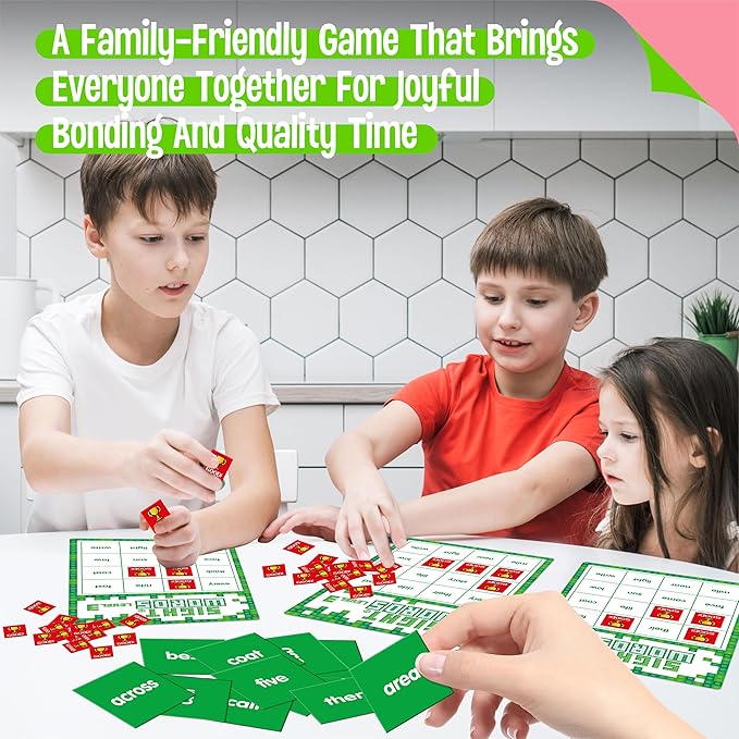 Sight Word Bingo Game, 144 Sight Words Learn to Read Level 3 & Level 4 Bingo Board Game Dolch's & Fry's Words Lists for Kindergarten and Preschool, Grade 1st, 2nd, Kids 4-8 (Up to 25 Players)