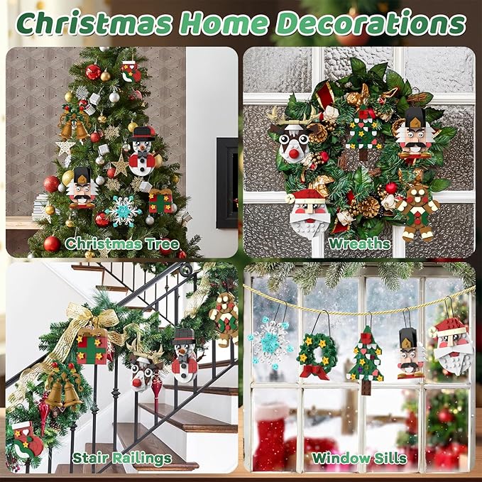Christmas Ornaments Building Set 2025 Advent Calendar - 12 DIY Xmas Tree Hanging Decorations with Santa, Snowman More, Christmas Stocking Stuffer Building Toys Gift for Girls Boys Ages 6+