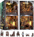 Book Nook Kit, DIY Miniature Dollhouse Booknook Kit, 3D Wooden Puzzle Bookend Bookshelf Insert Decor with LED Light for Teens and Adults (Steampunk Mad Scientist Laboratory)