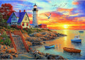 Lighthouse Sunset 500 Piece Puzzles for Adults Colorful Coastal Scene with Boats Jigsaw Puzzles 500 Pieces Seaside Landscape Family Puzzle Challenging Family Puzzle Games Gift for Adults (21"x15")