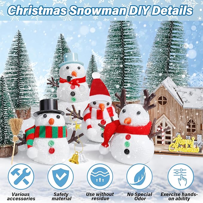 20 Pack Snowman Kit, DIY Christmas Craft for Kids, Build a Snowman Kit Indoors Decorations, Creative Air Dry Clay Modeling Crafts Kit for School Winter Party Activities, Christmas Perfect Kids