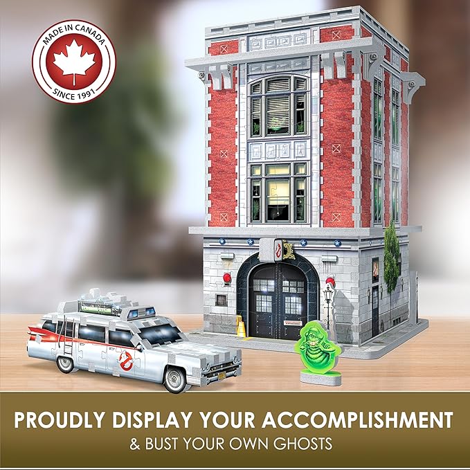 Wrebbit3D Ghostbusters 3D Puzzle Model of Firehouse Headquarters | Includes Ecto 1, Slimer and Features Stay Puft Marshmallow Man | Build and Bust Ghosts in New York