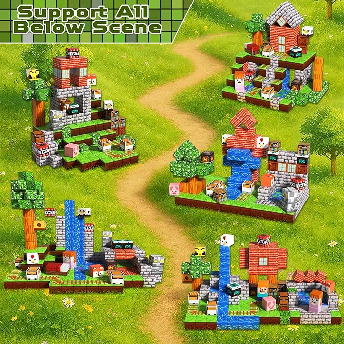 200PCS Magnetic Blocks - Forest Magnetic Building Blocks, Stacking Magnets for Kids, Strong Magnets, Sensory Toy for STEM Learning Toys for Kids 3+ Boys and Girls Christmas Birthday Creative Gifts