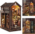 ISSEVE Book Nook Kit - DIY Miniature Dollhouse Booknook for Adults Teen, 3D Wooden Puzzle Tiny House Kit Bookshelf Decor, Gifts for Men Women Halloween Christmas Birthday (Coffee Shop)