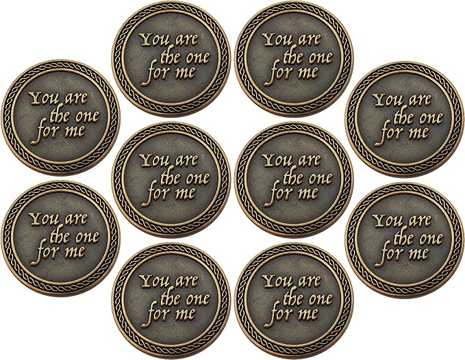 Bulk Set of 10 Romantic Love Expression Coins, You are The One for Me, I Need You by My Side, Anniversary Pocket Tokens for Date Night, Love Gift for Men & Women, from Him or Her