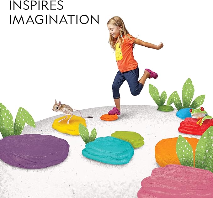 NATIONAL GEOGRAPHIC Stepping Stones for Kids – 10 Soft Durable, Encourage Toddler Balance & Gross Motor Skills, Indoor & Outdoor Toys, Balance Stones, Obstacle Course (Amazon Exclusive)